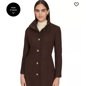 Calvin Klein Women’s Dark Brown Walker Coat - NWT Chocolate Melange